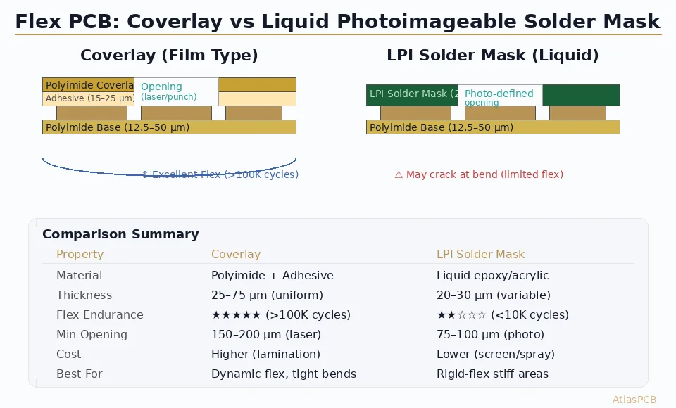 Flex PCB Coverlay vs Solder Mask