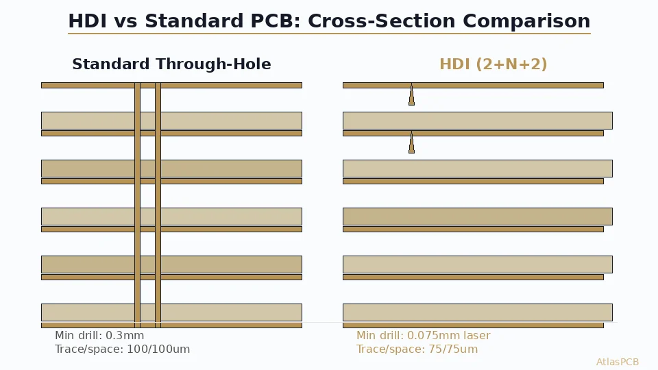 HDI PCB vs Standard Through-Hole