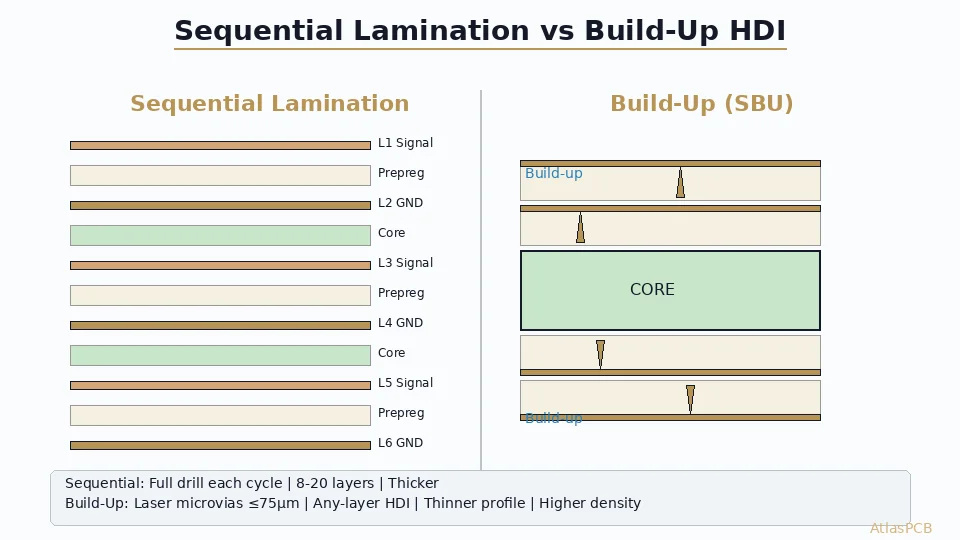 Sequential Lamination vs Build-Up HDI
